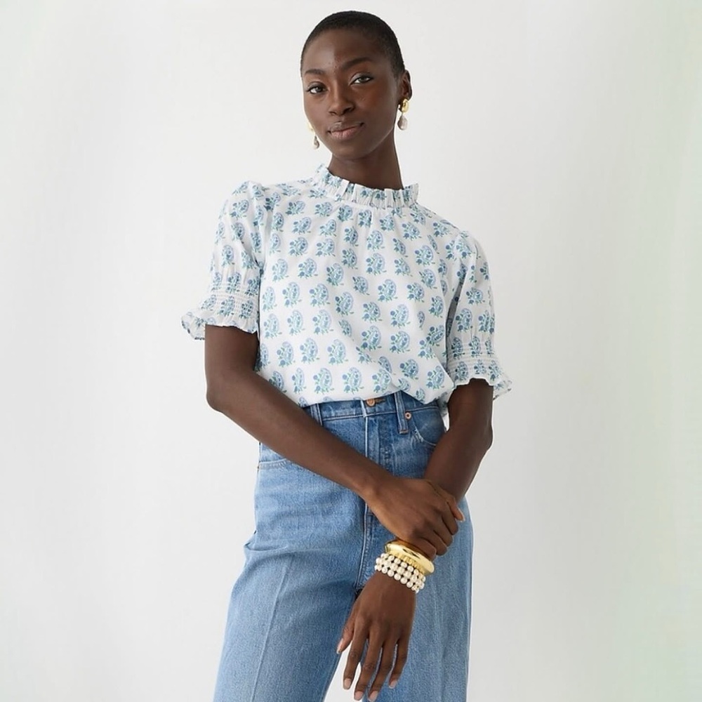 J. Crew Blue and White Blouse